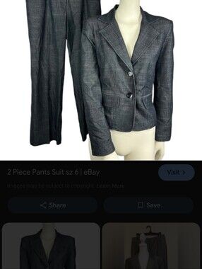 Dark Denim-Look Two-Piece Suit Jacket & Pants